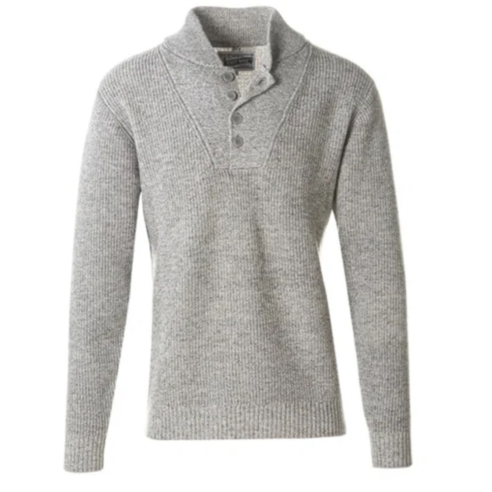 Schott NYC Bros Wool Blend Military Henley Sweater Shawl Collar Elbow Patch Lg